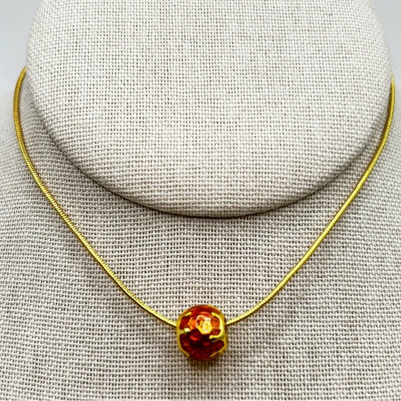 NWOT Sterling silver 18k gold plated honeycomb necklace pendant 18” - Picture 6 of 8